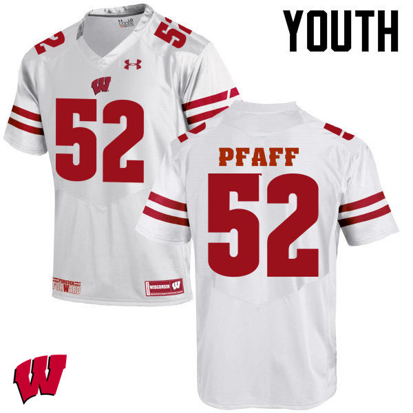 Youth Wisconsin Badgers #52 David Pfaff College Football Jerseys-White - Click Image to Close